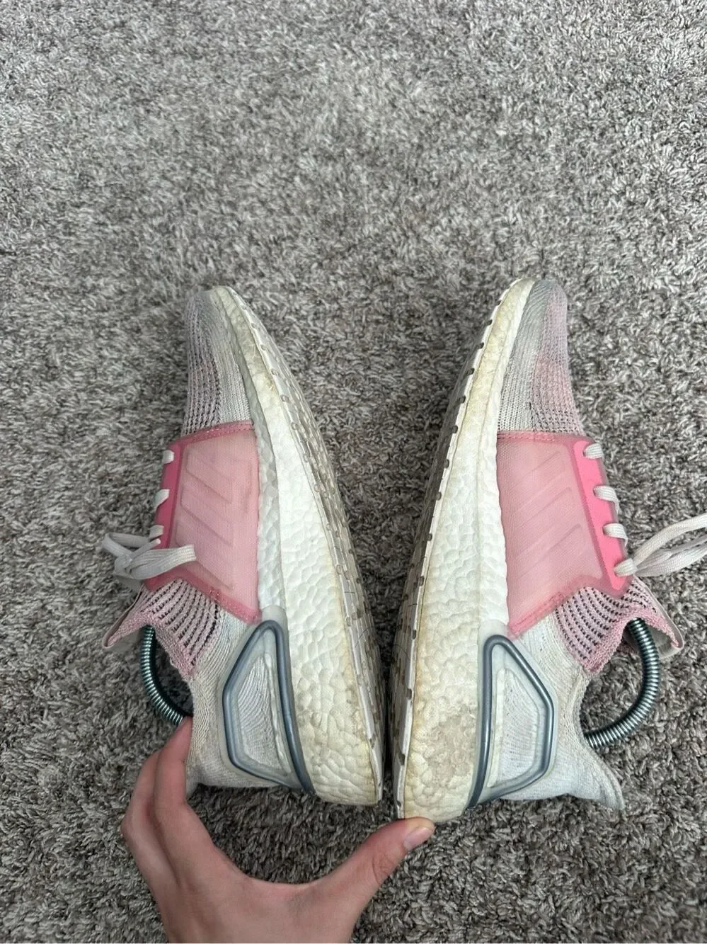 adidas Ultra Boost 19 in True Pink/White women’s size 9.5 athletic sneakers shoe